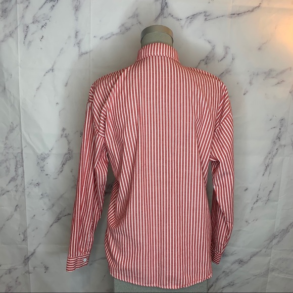 Vintage | Pocket Kitty Red & White Striped Button-Down Shirt - Picture 7 of 9